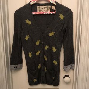 Cute gray cardigan with turtles!